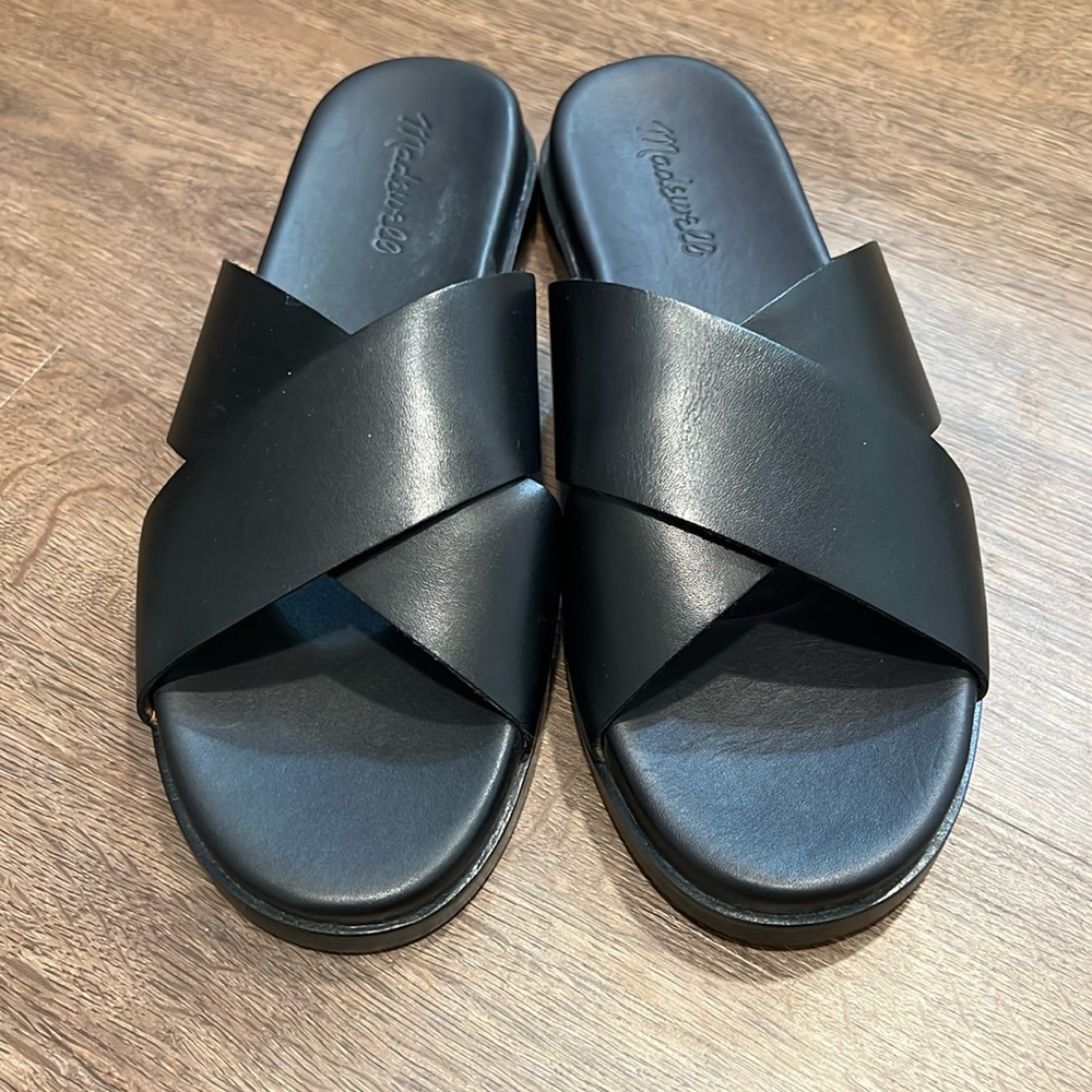 NEW in Box MADEWELL Crisscross Slide Sandals True Black Size 8 Style No. ND954